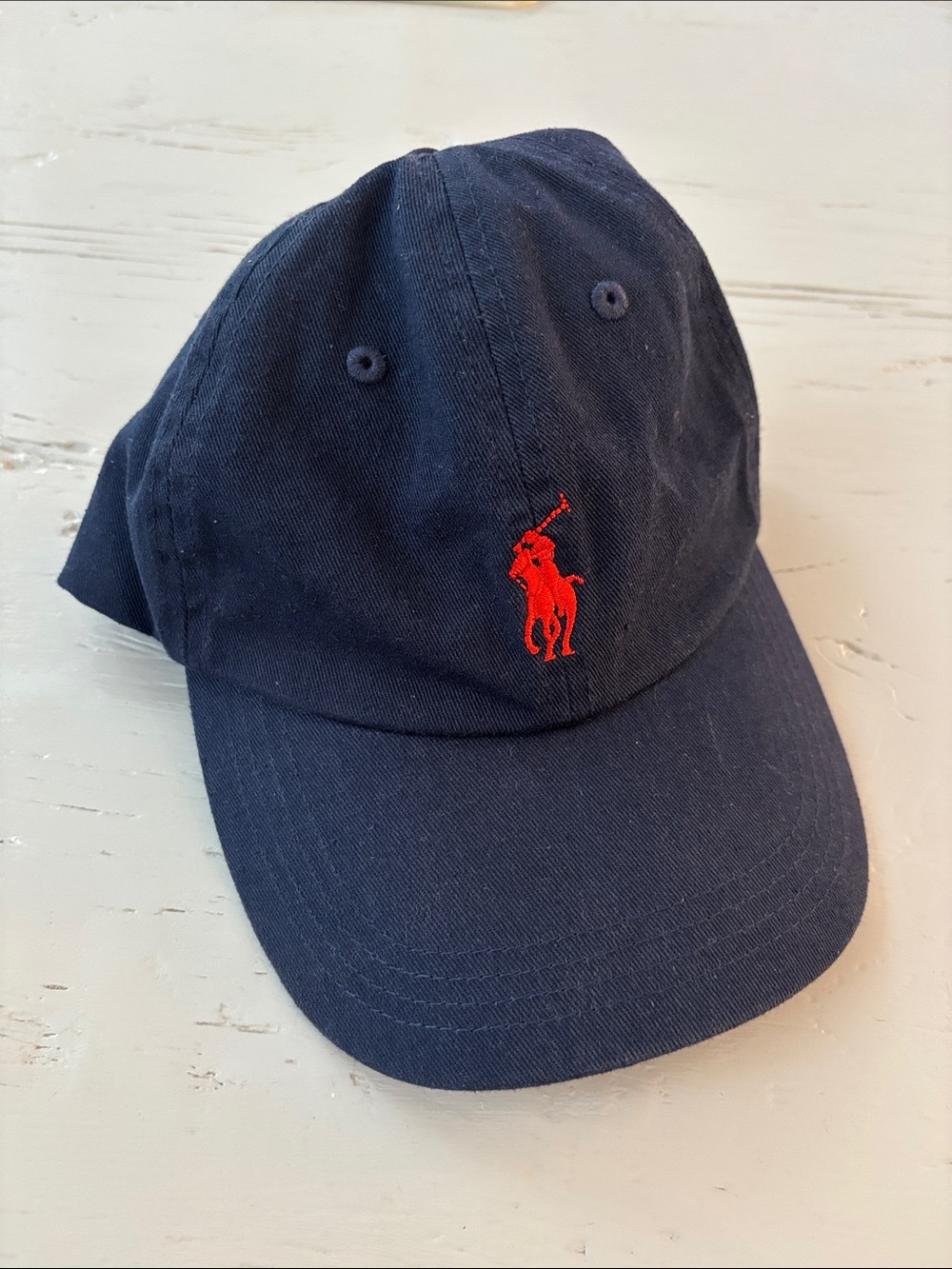 Ralph Lauren Navy Cap with Red Polo Player Logo